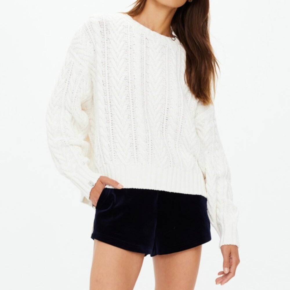 The Upside ESPADA TALIA KNIT SWEATER, white creme, size M NWT 100% cotton